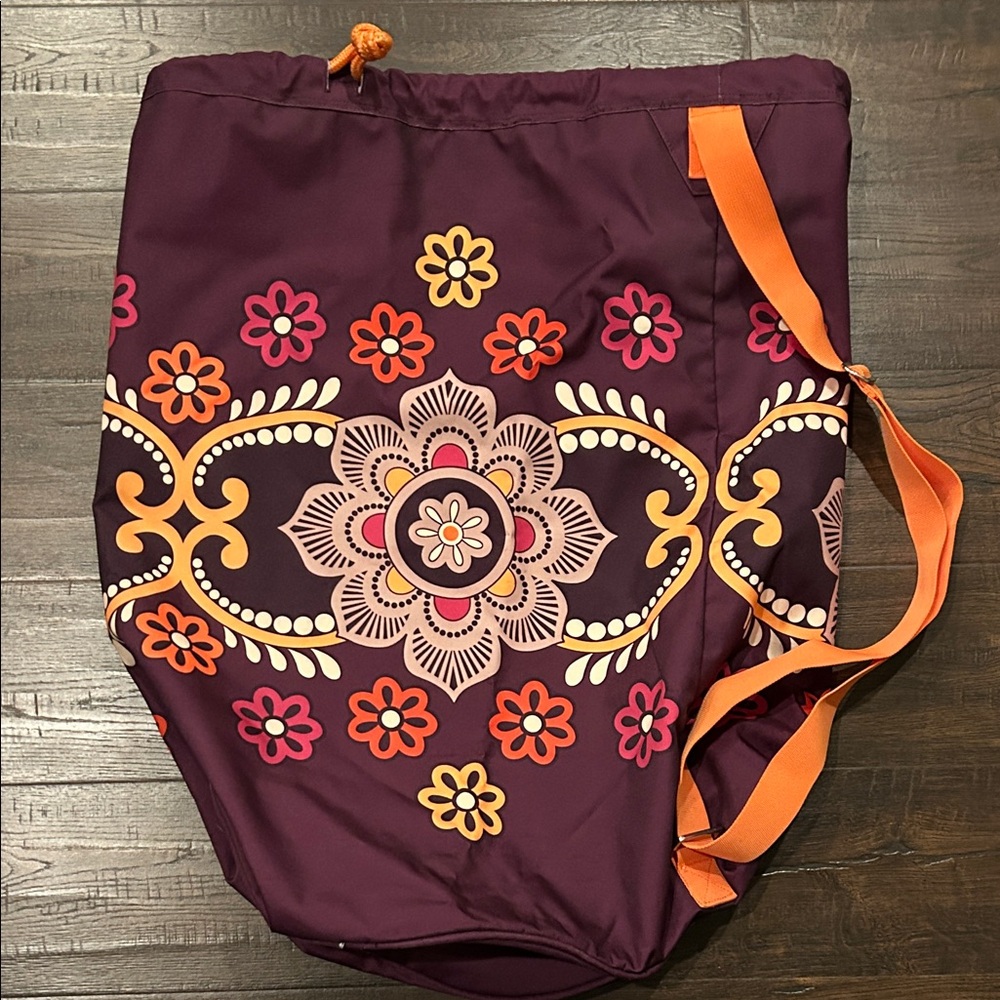 Vera Bradley Floral Purple Laundry Bag with Orange Accents
